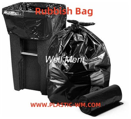 Black Color Plastic Trash Bag Garbage Bags On Roll