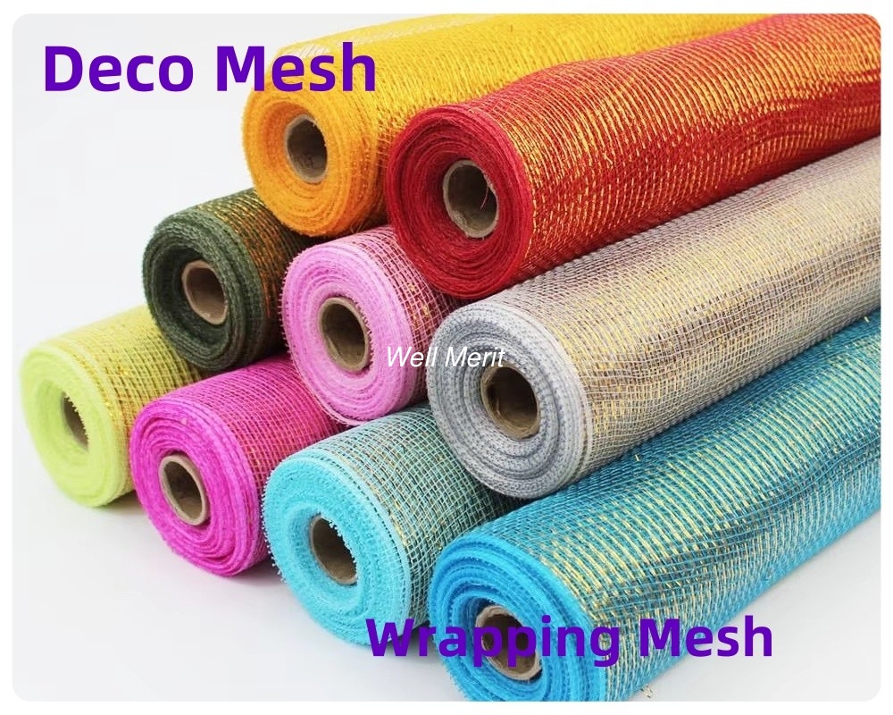 4",6",10",21"DIY Plastic Wrapping Poly Decorative Christmas Ribbon Deco Mesh