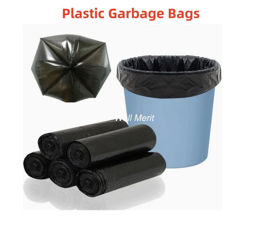 Black Color Plastic Trash Bag Garbage Bags On Roll